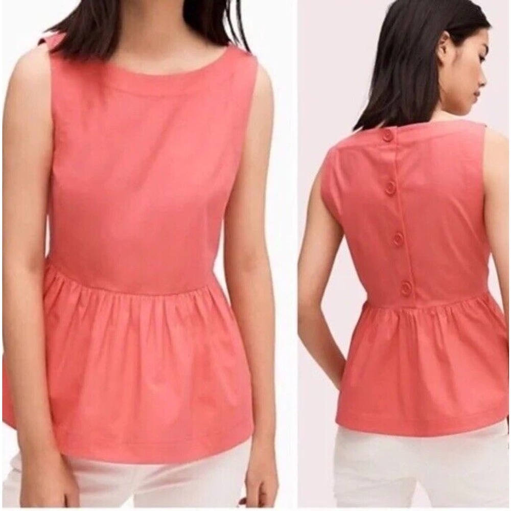 KATE SPADE New York RETAIL $158 Button Back Peplum Top Pink Shore Thing Size 0